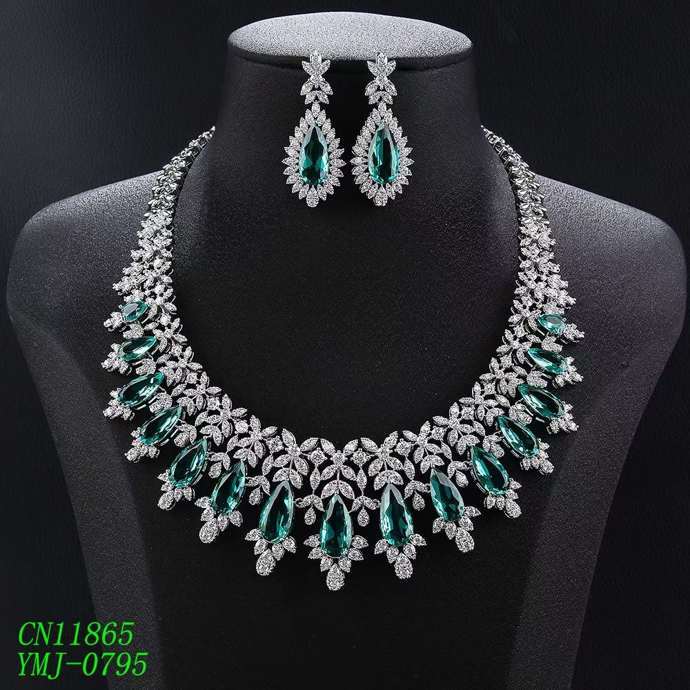 3-Piece Glamorous Tear-Drop Bridal Jewelry