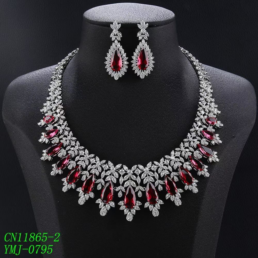 3-Piece Glamorous Tear-Drop Bridal Jewelry thumbnail 3