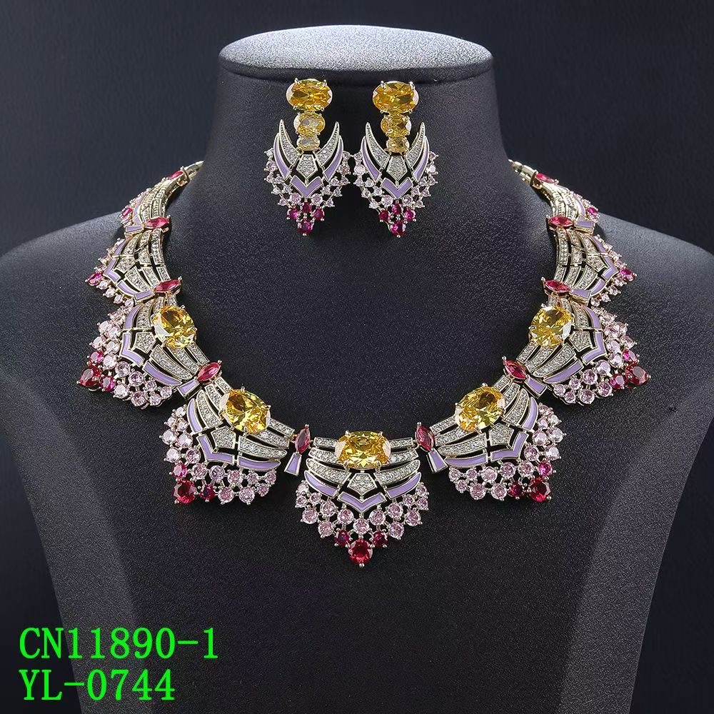 Prismatic Fan Statement Necklace thumbnail 3