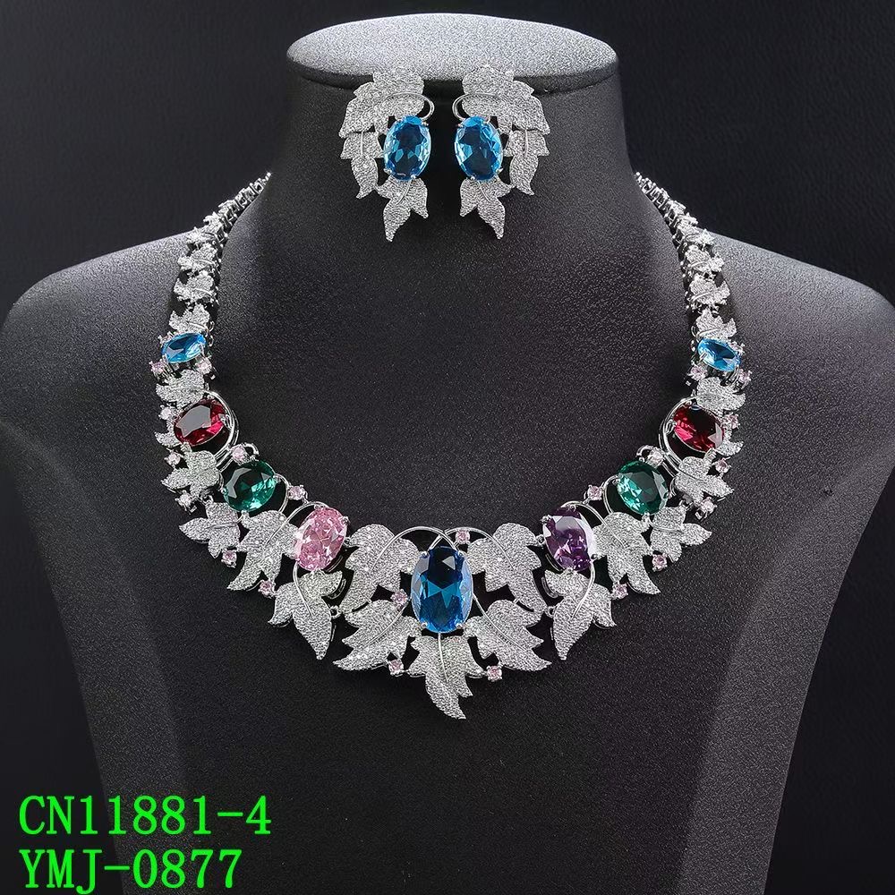 Imperial Leaf Brass & Zircon Statement Set thumbnail 2