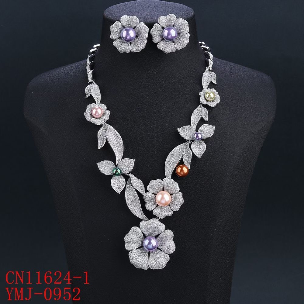 Imperial Blossom Pearl & Zircon Statement Set