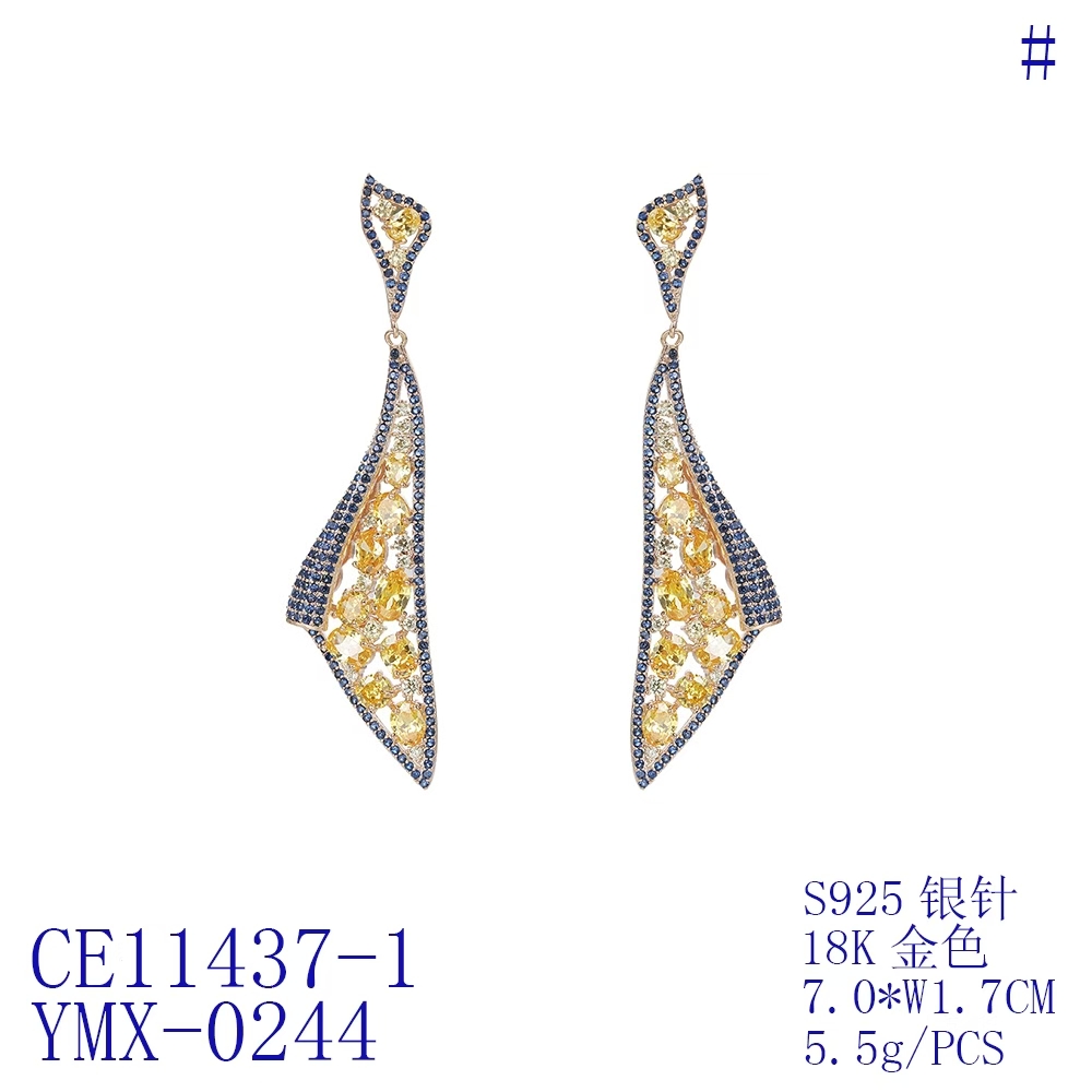 Imperial Curved Wave Zircon Dangle Earrings