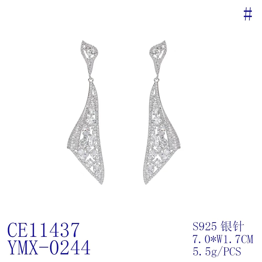 Imperial Curved Wave Zircon Dangle Earrings thumbnail 2
