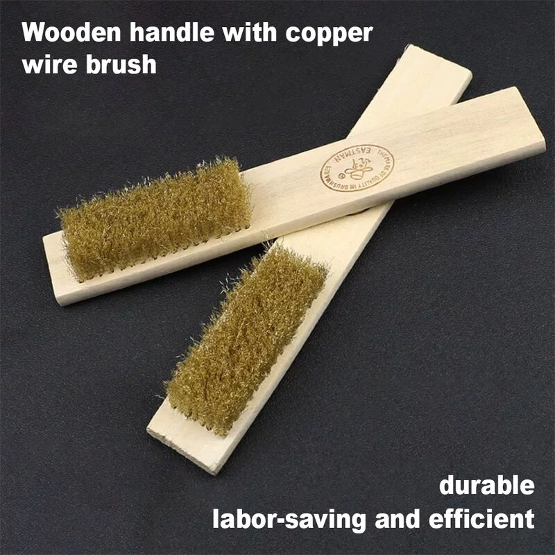 Wooden Handle Brass/Copper Wire Scratch Brush