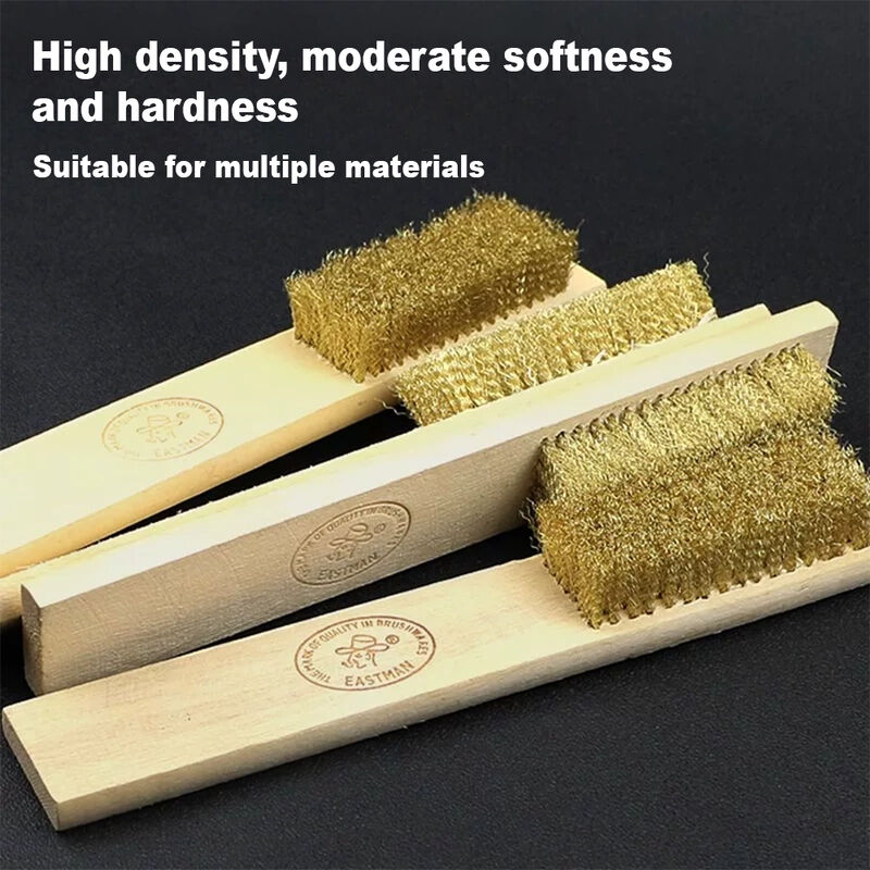 Wooden Handle Brass/Copper Wire Scratch Brush thumbnail 2