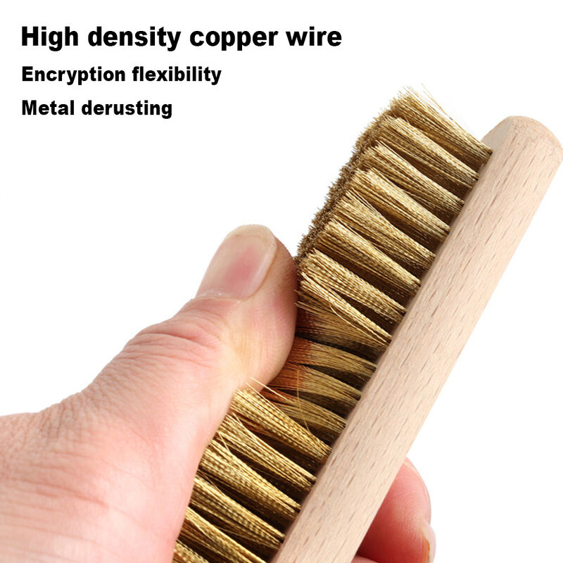 Wooden Handle Brass/Copper Wire Scratch Brush thumbnail 4