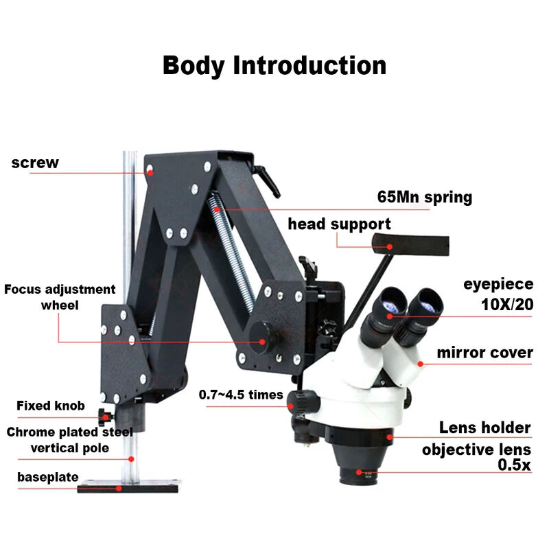 Articulated Stereo Zoom Microscope with Flex-Arm Stand thumbnail 4