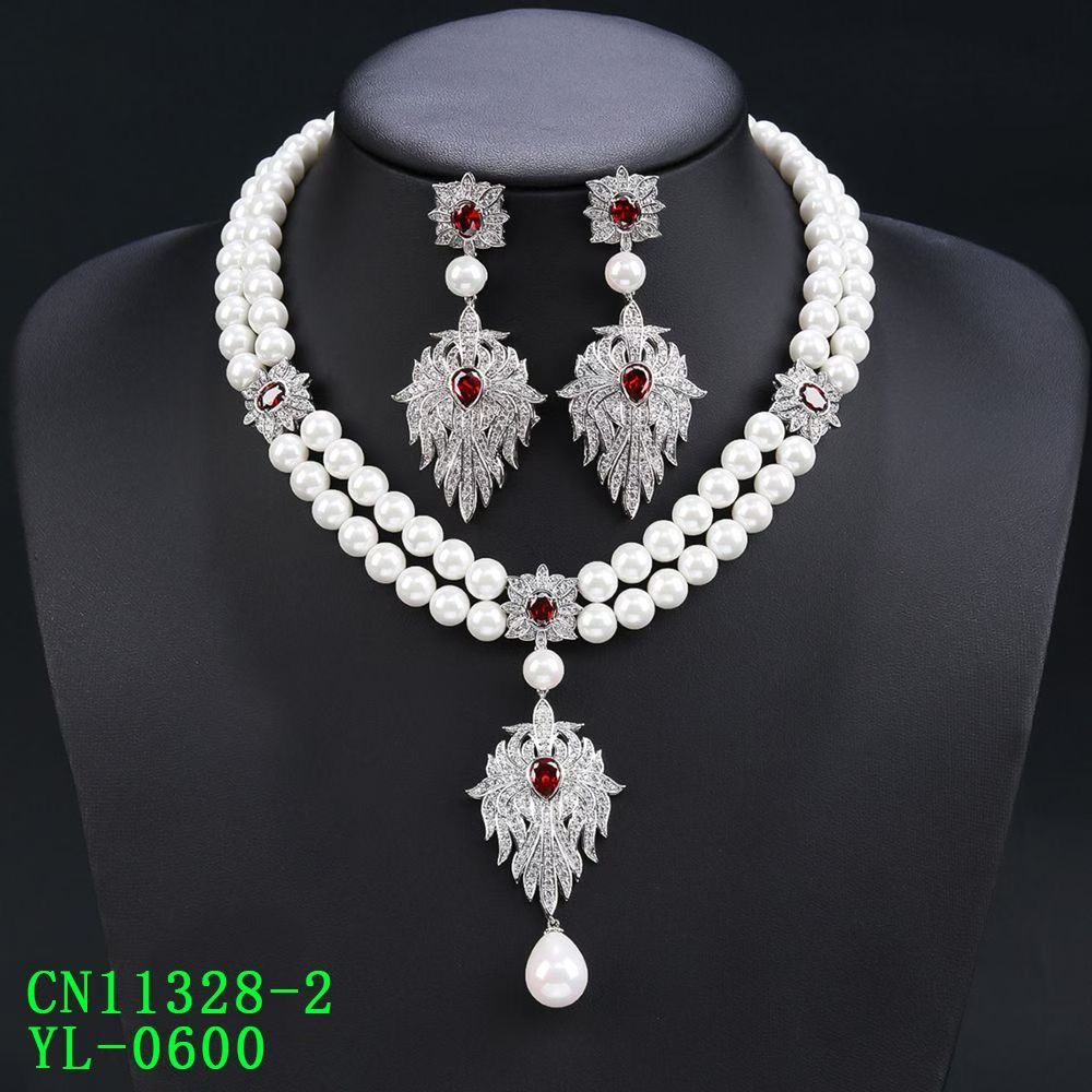 The Imperial Double-Strand Pearl & CZ Pendant Necklace thumbnail 2