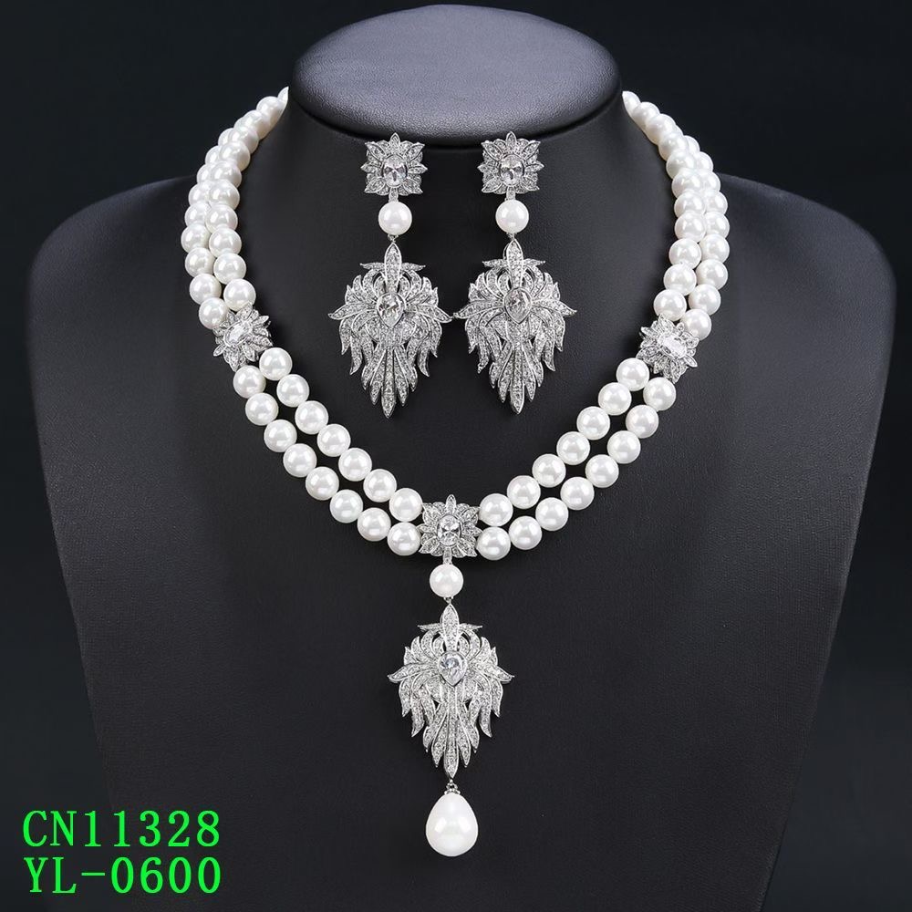 The Imperial Double-Strand Pearl & CZ Pendant Necklace thumbnail 4