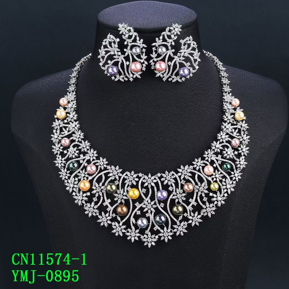 The Imperial Garden Multi-Pearl & CZ Bib Necklace thumbnail 2