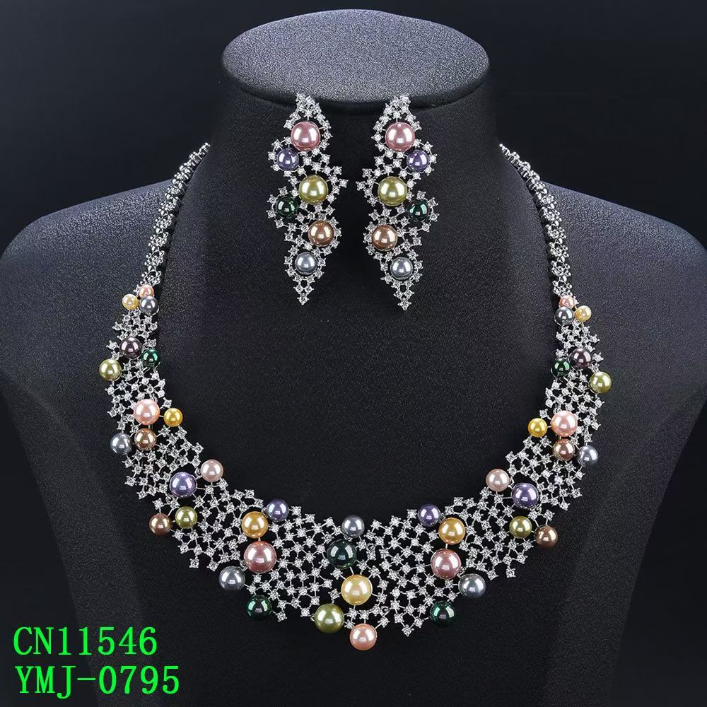 The Constellation Multi-Pearl & CZ Mesh Bib Necklace thumbnail 2