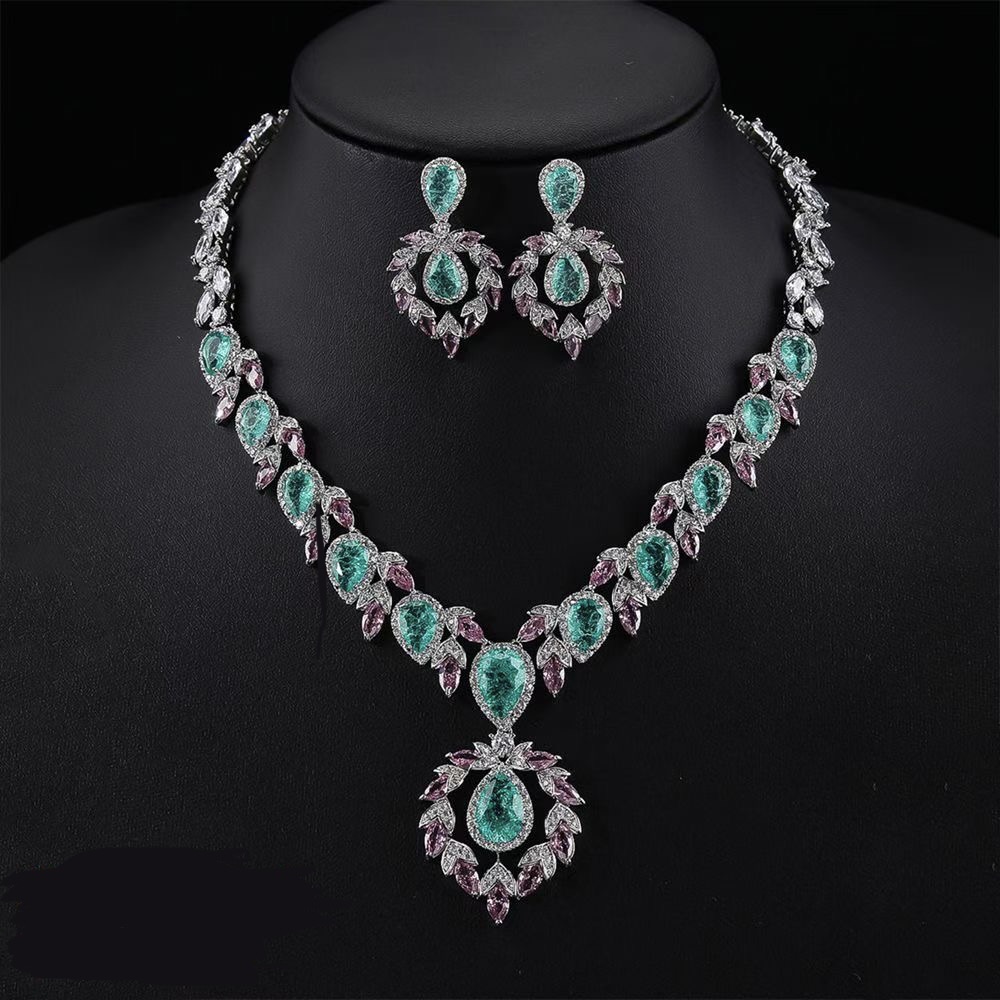 The Opulent Botanical Pear-Cut CZ Statement Necklace
