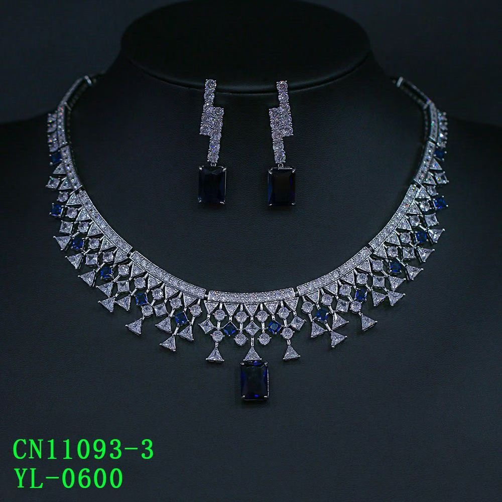 The Geometric Royal-Blue & CZ Fringe Collar