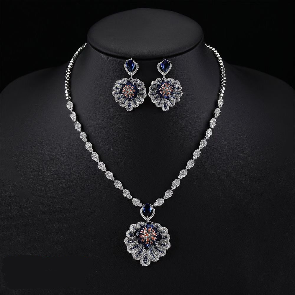 The Imperial Floral Bloom CZ Statement Pendant Necklace