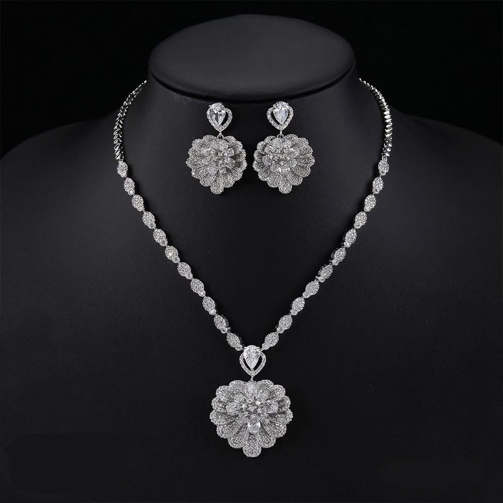 The Imperial Floral Bloom CZ Statement Pendant Necklace thumbnail 2