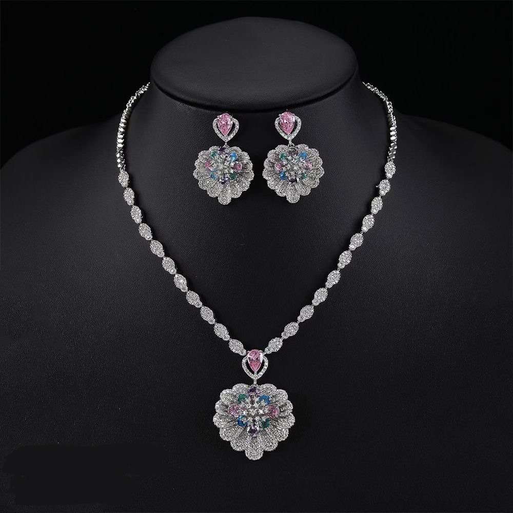 The Imperial Floral Bloom CZ Statement Pendant Necklace thumbnail 3