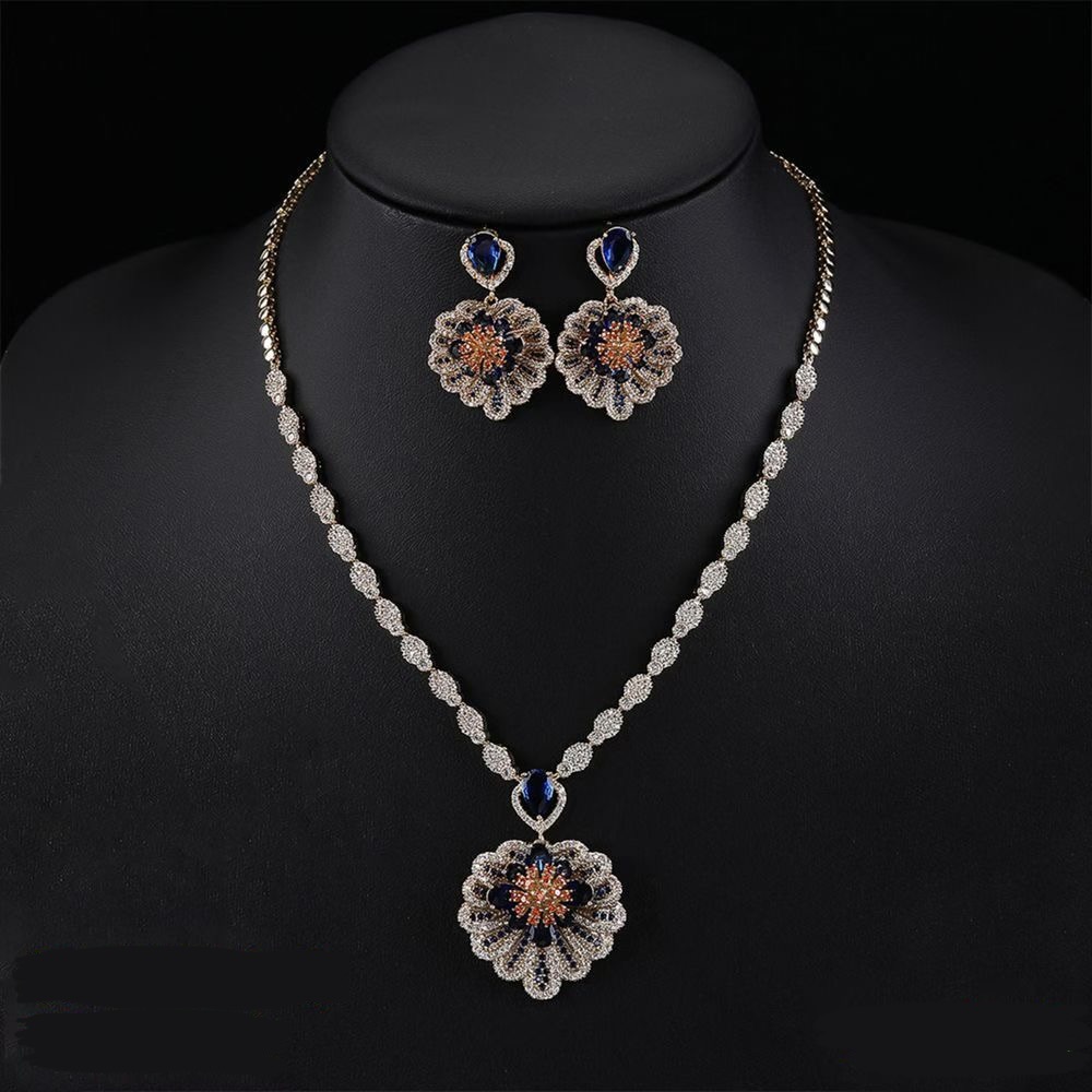 The Imperial Floral Bloom CZ Statement Pendant Necklace thumbnail 4
