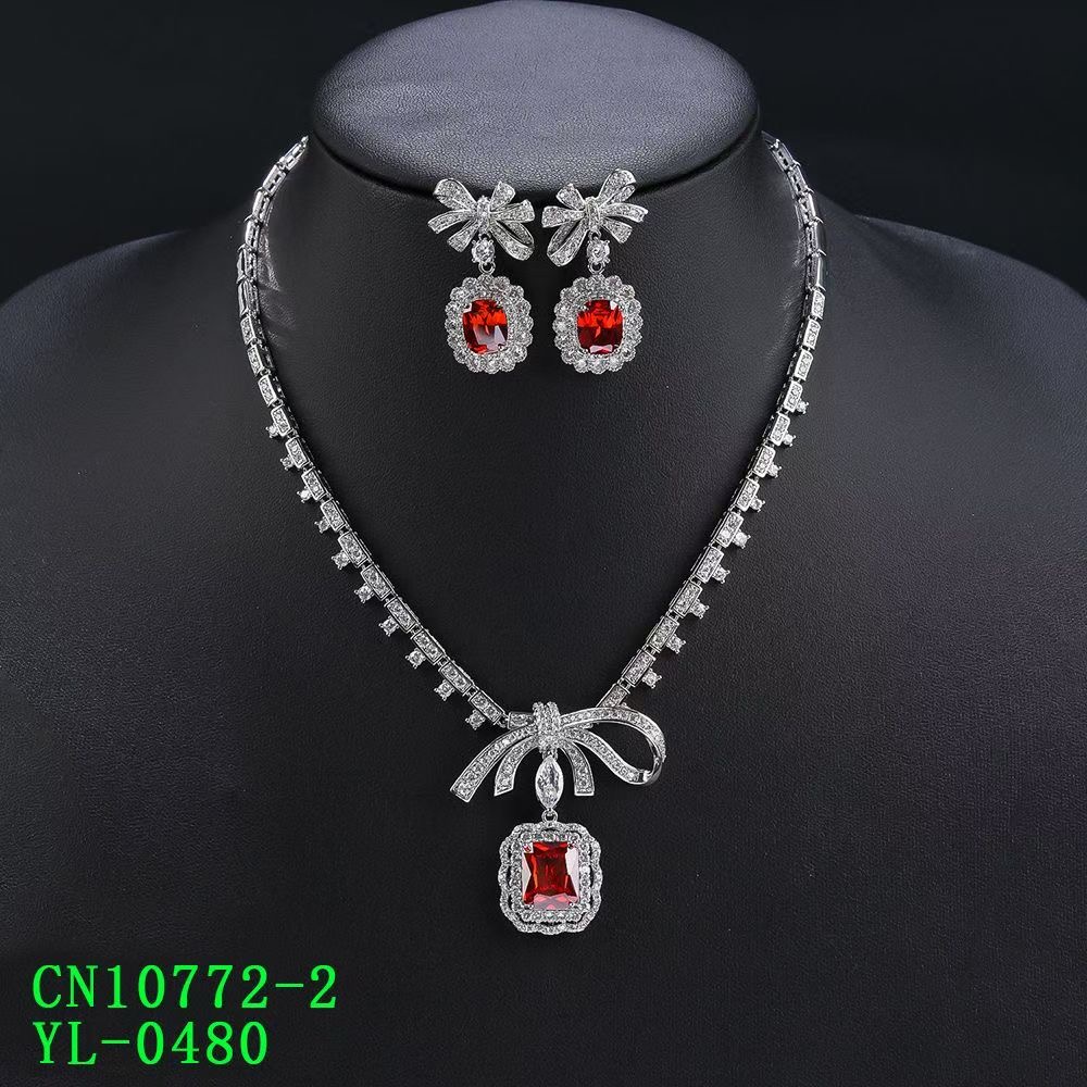 The Ribbon Bow Halo Pendant CZ Necklace thumbnail 2