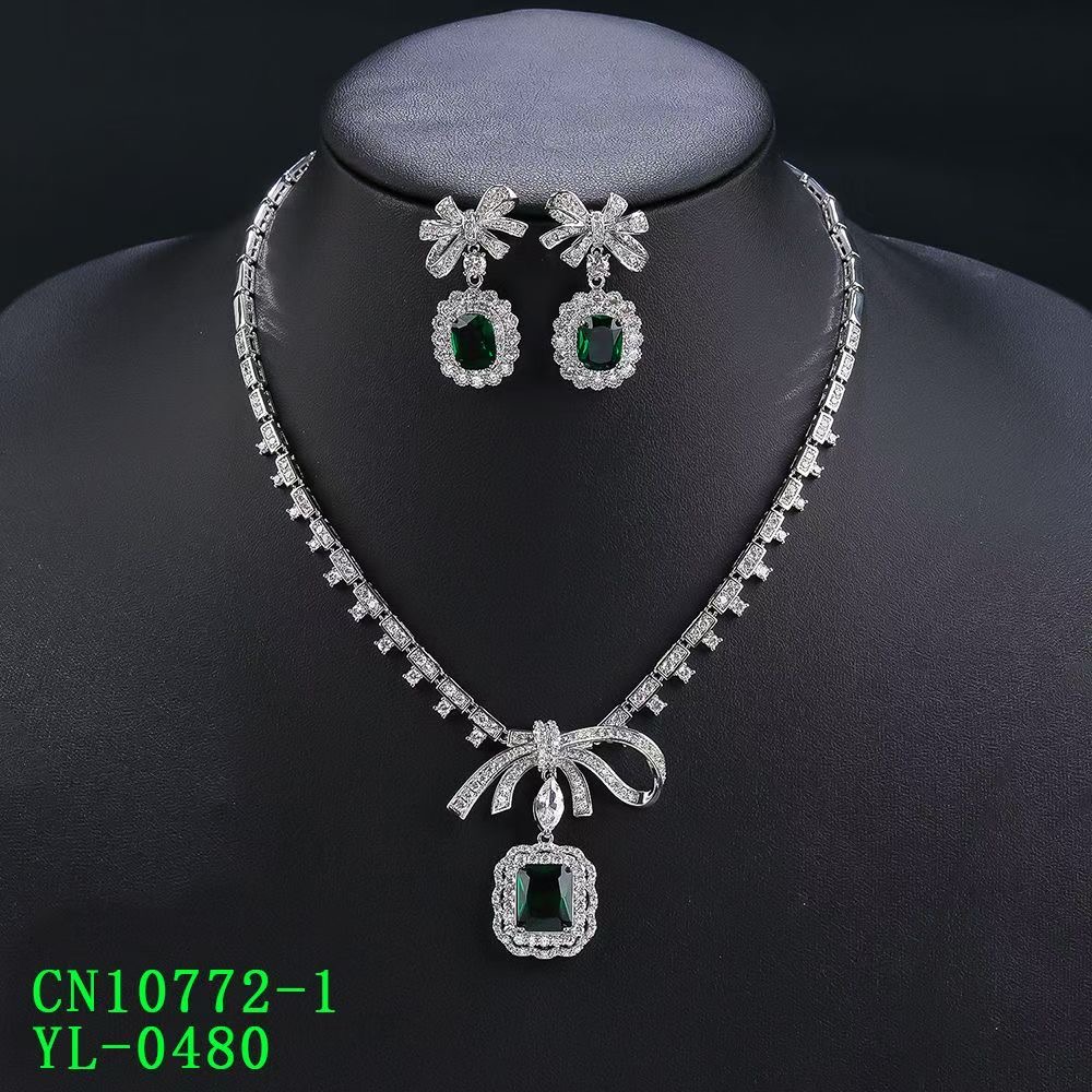 The Ribbon Bow Halo Pendant CZ Necklace thumbnail 4