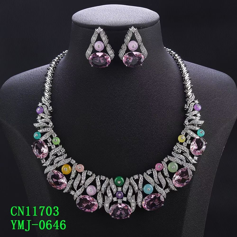 The Botanical Cabochon & Faceted Crystal Statement Bib Necklace