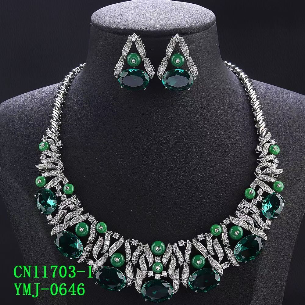 The Botanical Cabochon & Faceted Crystal Statement Bib Necklace thumbnail 2