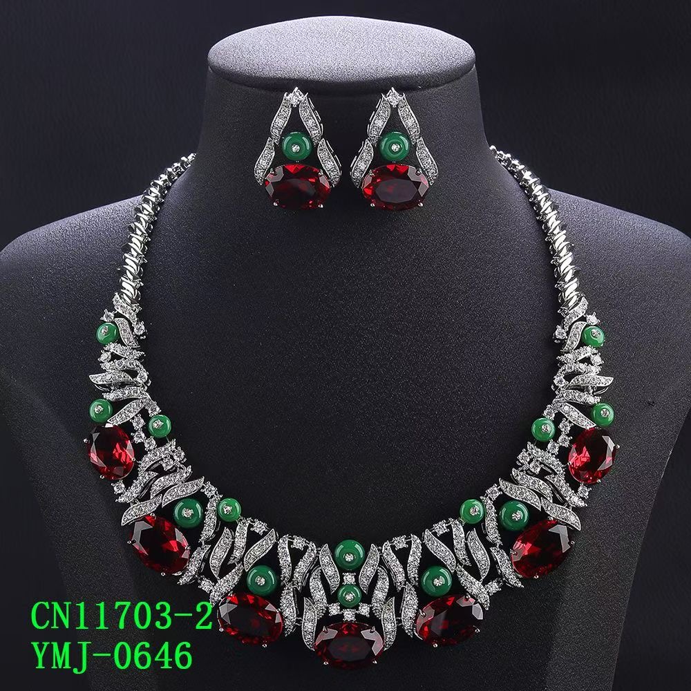 The Botanical Cabochon & Faceted Crystal Statement Bib Necklace thumbnail 3