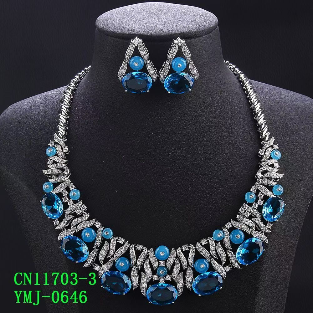 The Botanical Cabochon & Faceted Crystal Statement Bib Necklace thumbnail 4