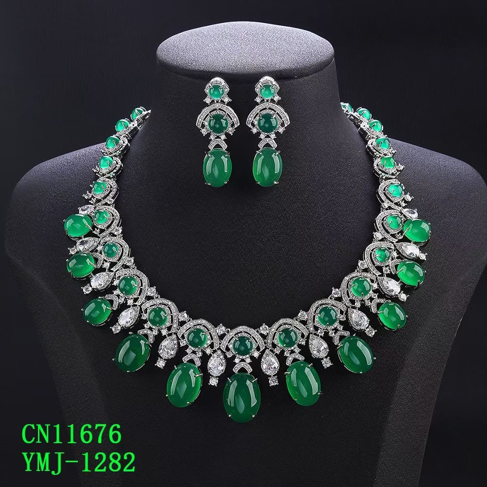 The Imperial Graduated Green Cabochon Statement Collar Set