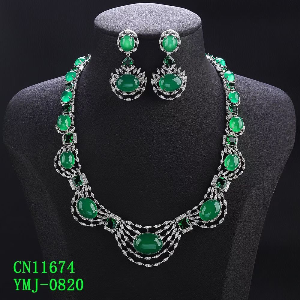 The Imperial Graduated Green Cabochon Statement Collar Set thumbnail 2