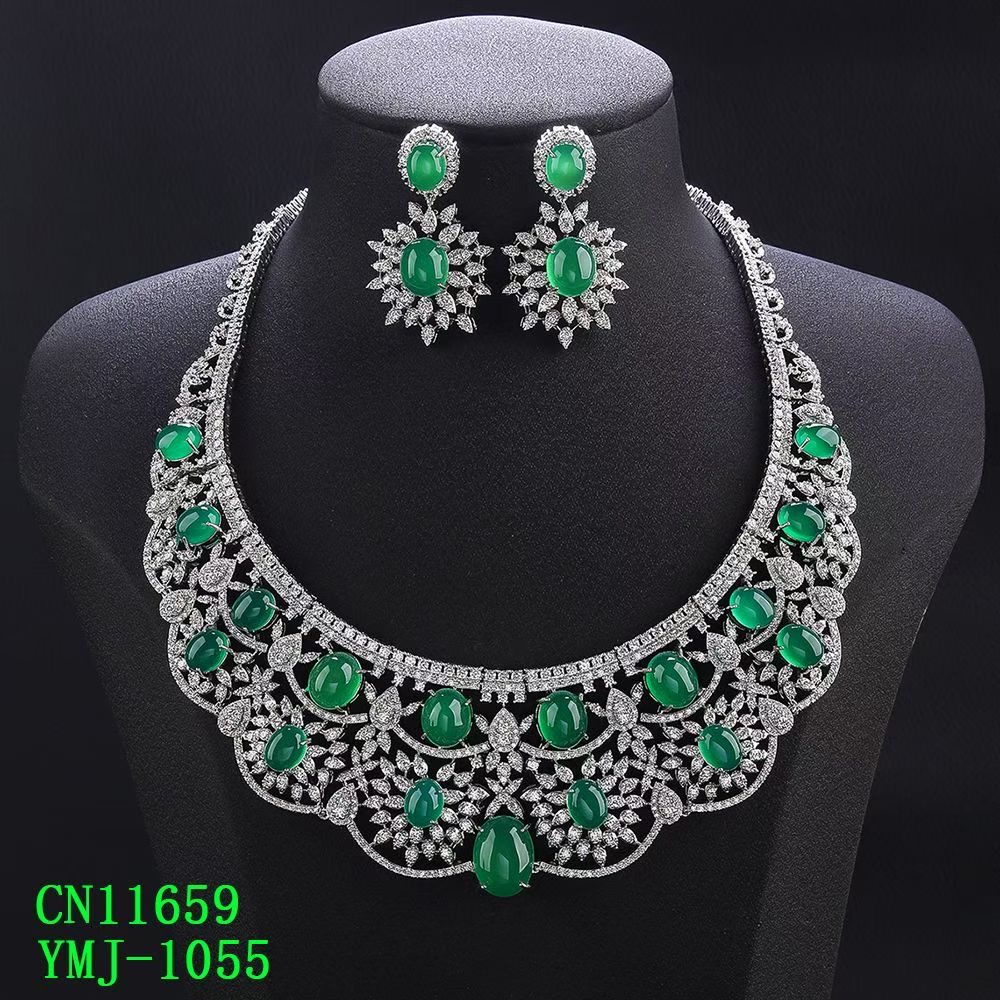 The Imperial Graduated Green Cabochon Statement Collar Set thumbnail 4