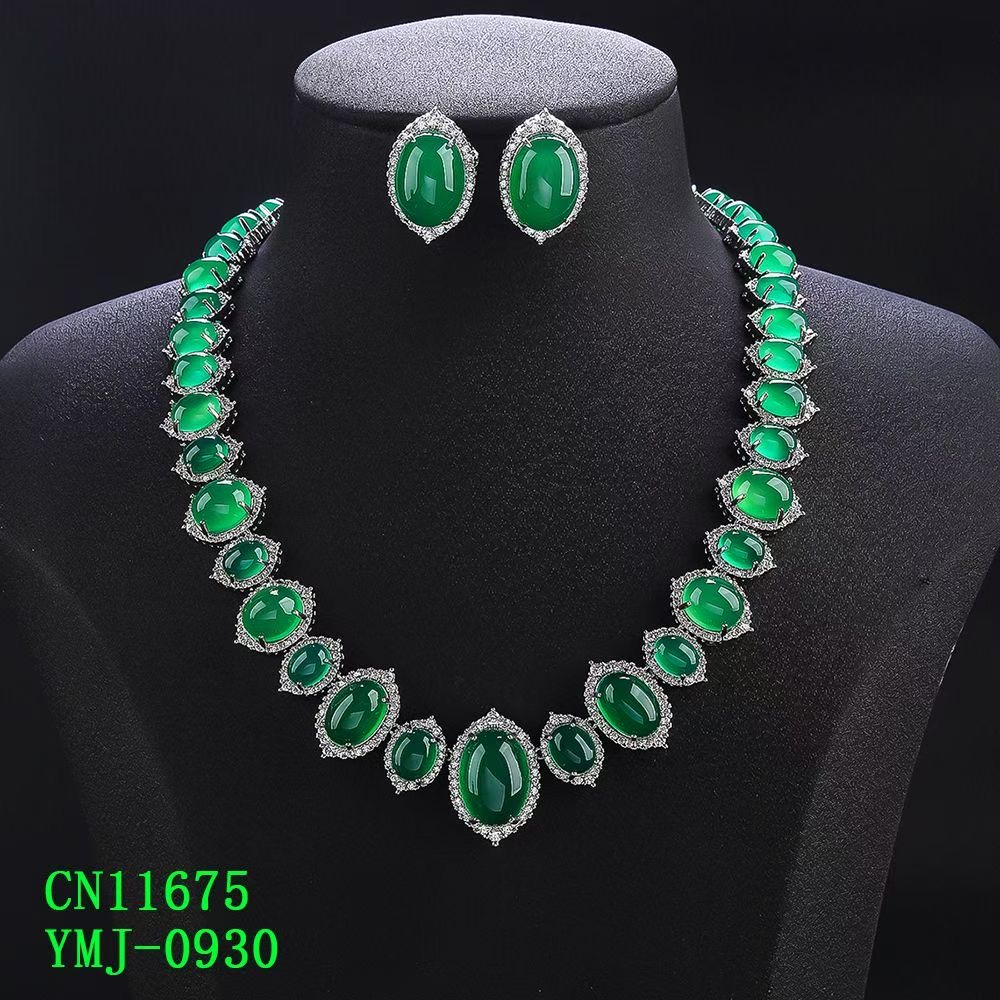 The Imperial Graduated Green Cabochon Statement Collar Set thumbnail 6