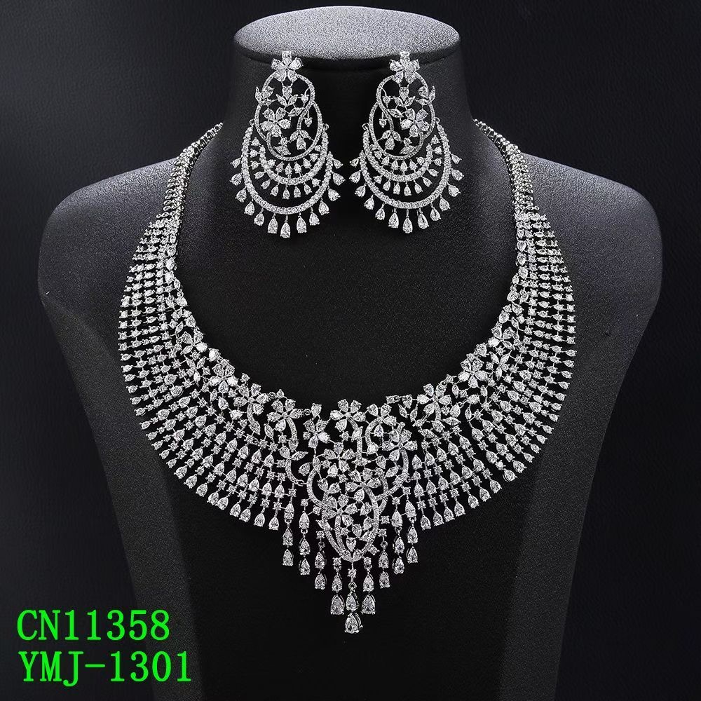 Royal Floral Cascade & Teardrop Fringe Bib Set