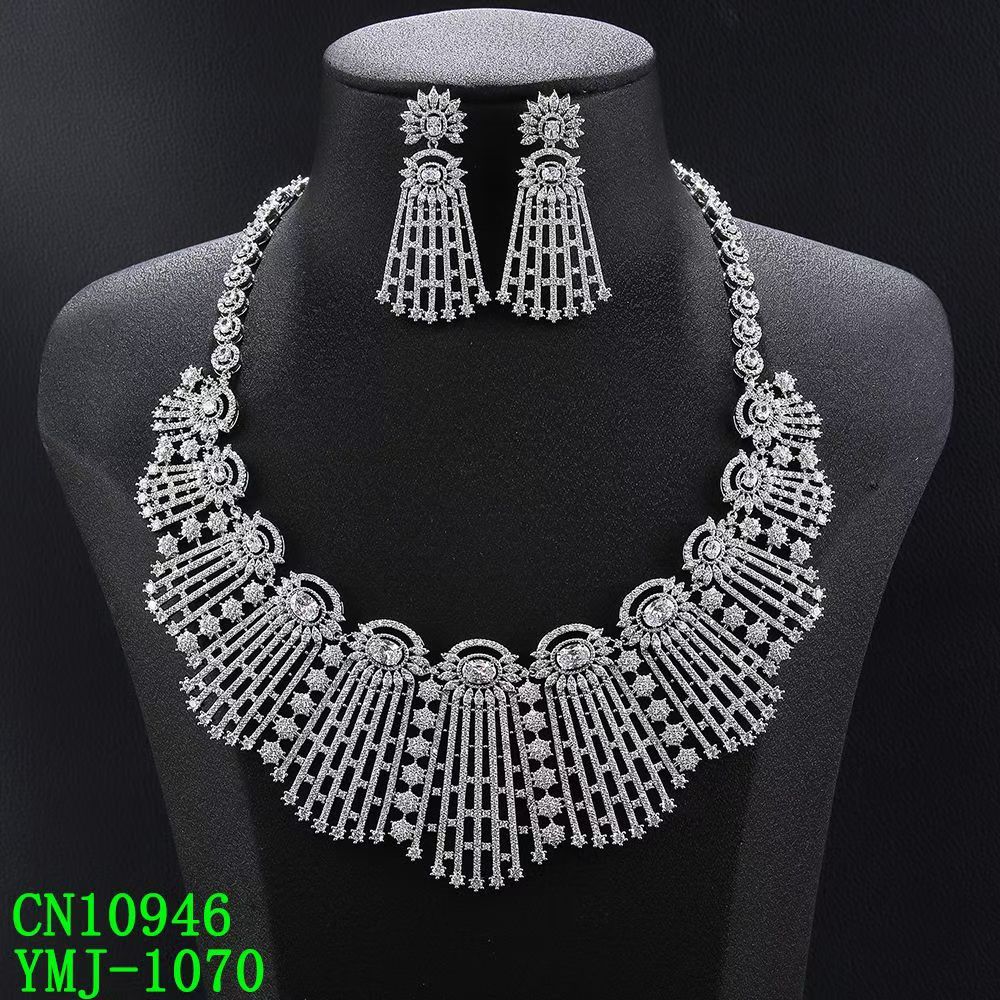 Art Deco Radiance Fan & Grid Fringe Statement Set