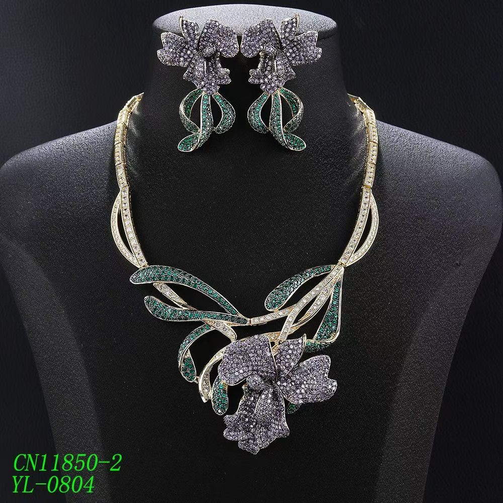 Couture Pavé Ribbon & Sculpted Lily Statement Set thumbnail 2