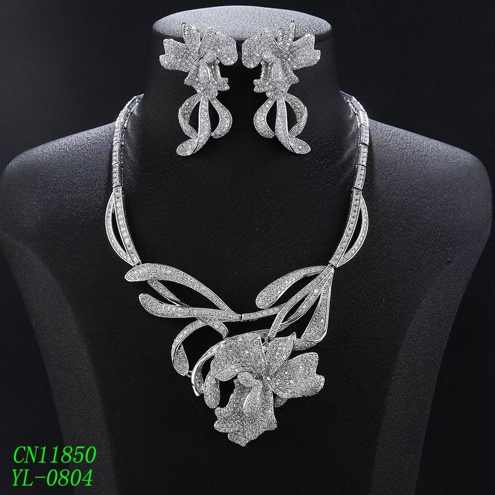 Couture Pavé Ribbon & Sculpted Lily Statement Set thumbnail 4