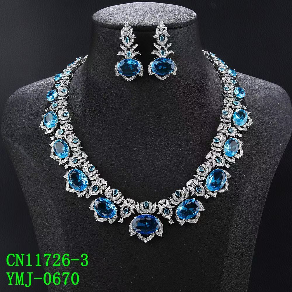 Oval Gem Lotus Halo & Scrollwork Collar Set