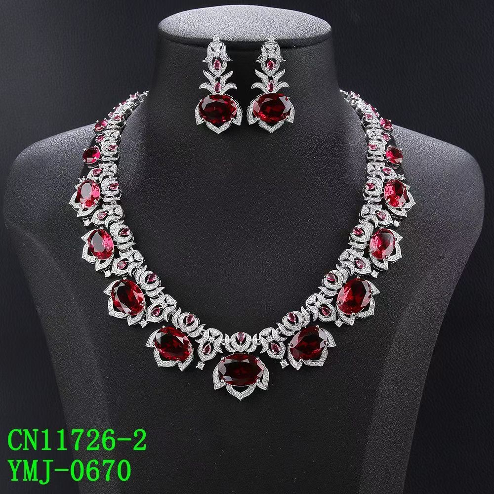 Oval Gem Lotus Halo & Scrollwork Collar Set thumbnail 2