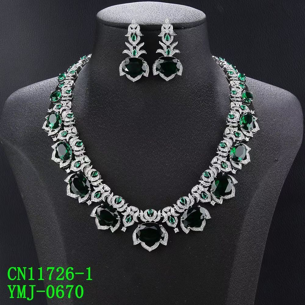 Oval Gem Lotus Halo & Scrollwork Collar Set thumbnail 3