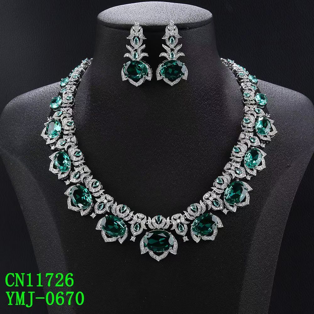 Oval Gem Lotus Halo & Scrollwork Collar Set thumbnail 4
