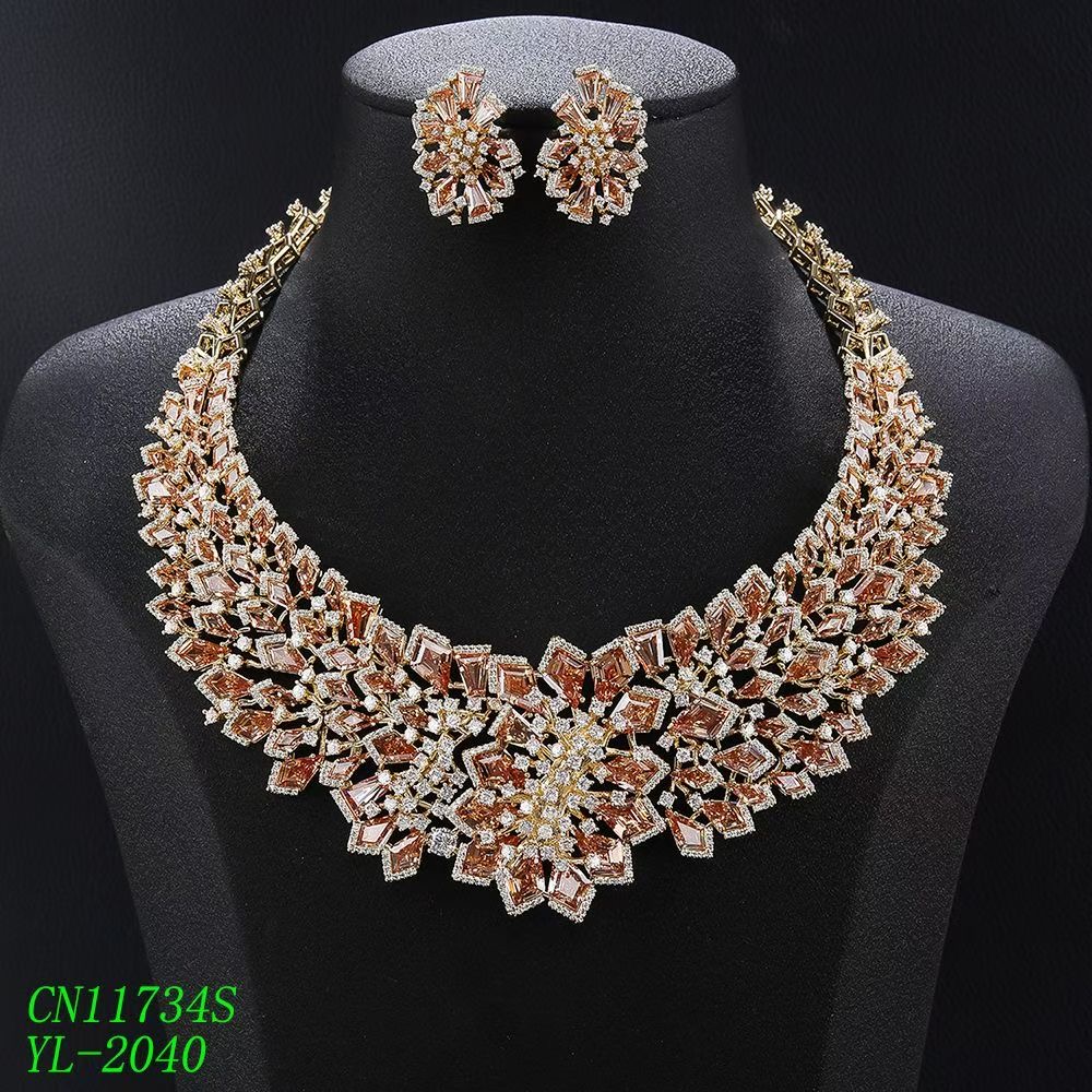 Geometric Champagne Gem Mosaic Bib Set