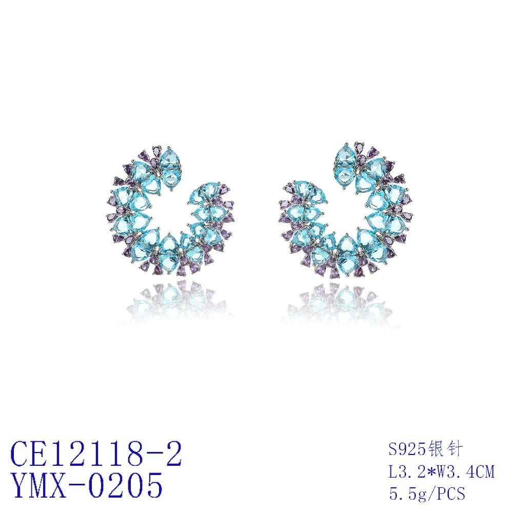 Floral Cluster Hoop Earrings