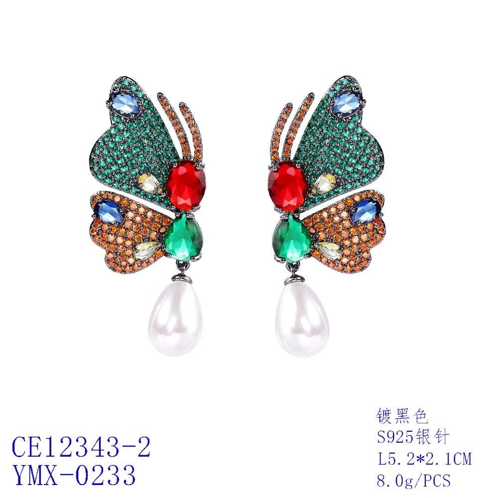 Jeweled Butterfly Drop Earrings thumbnail 2