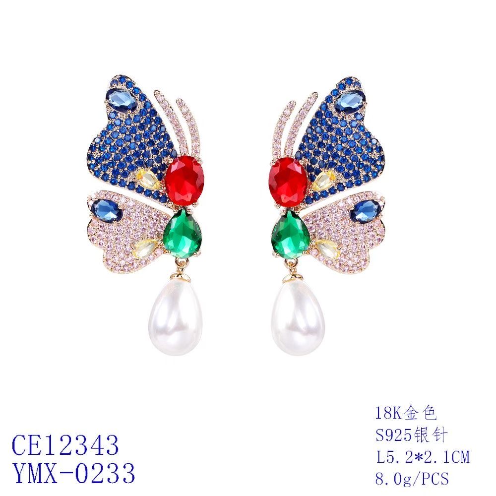 Jeweled Butterfly Drop Earrings thumbnail 3