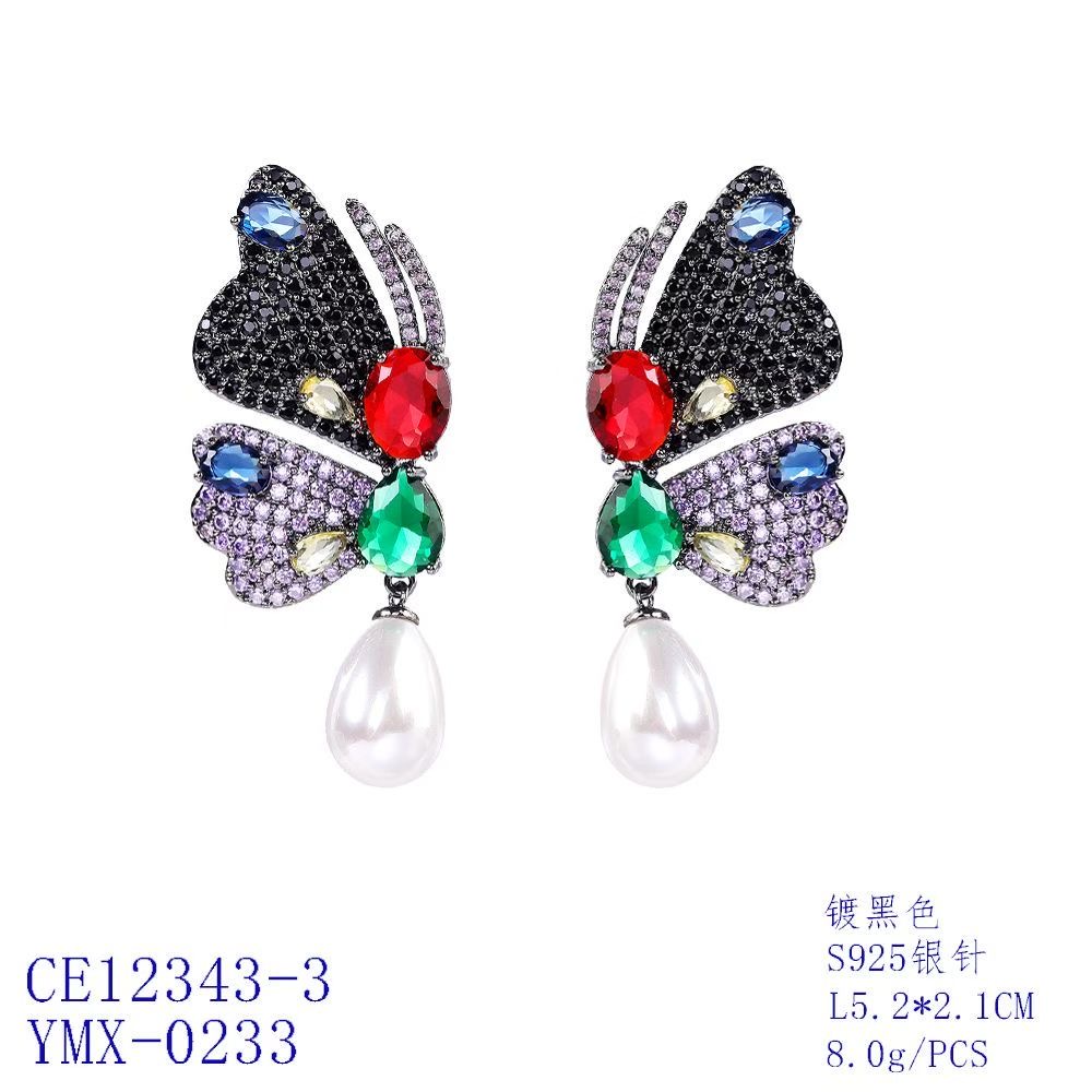 Jeweled Butterfly Drop Earrings thumbnail 4