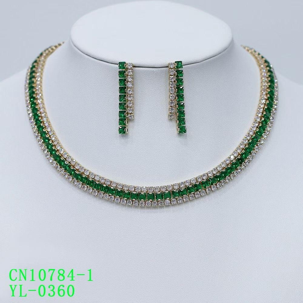 Triple Row Pavé Collar Statement Jewelry Set