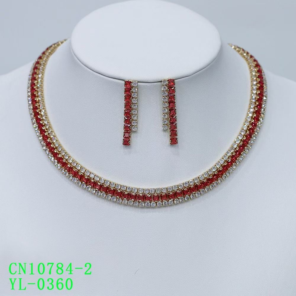 Triple Row Pavé Collar Statement Jewelry Set thumbnail 2
