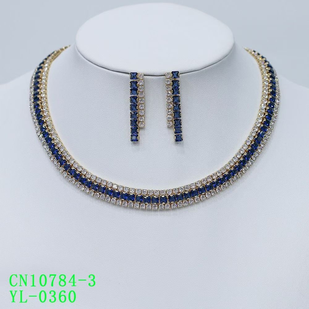 Triple Row Pavé Collar Statement Jewelry Set thumbnail 3