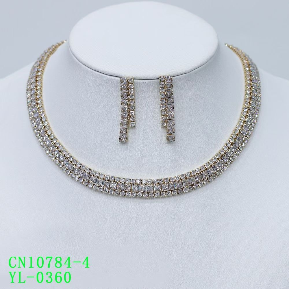 Triple Row Pavé Collar Statement Jewelry Set thumbnail 4