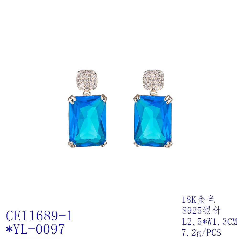 Rectangular Pavé Stud Statement Drop Earrings
