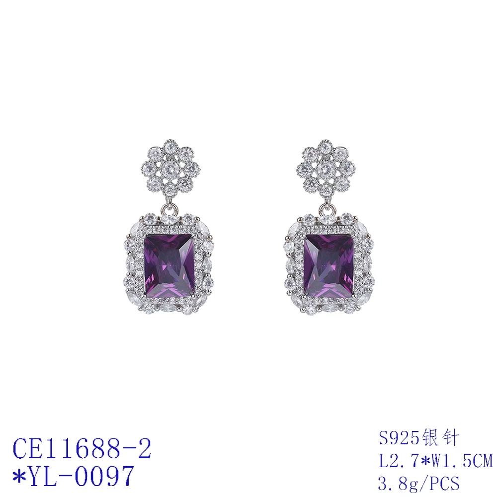Floral Halo Rectangle Statement Earrings thumbnail 2
